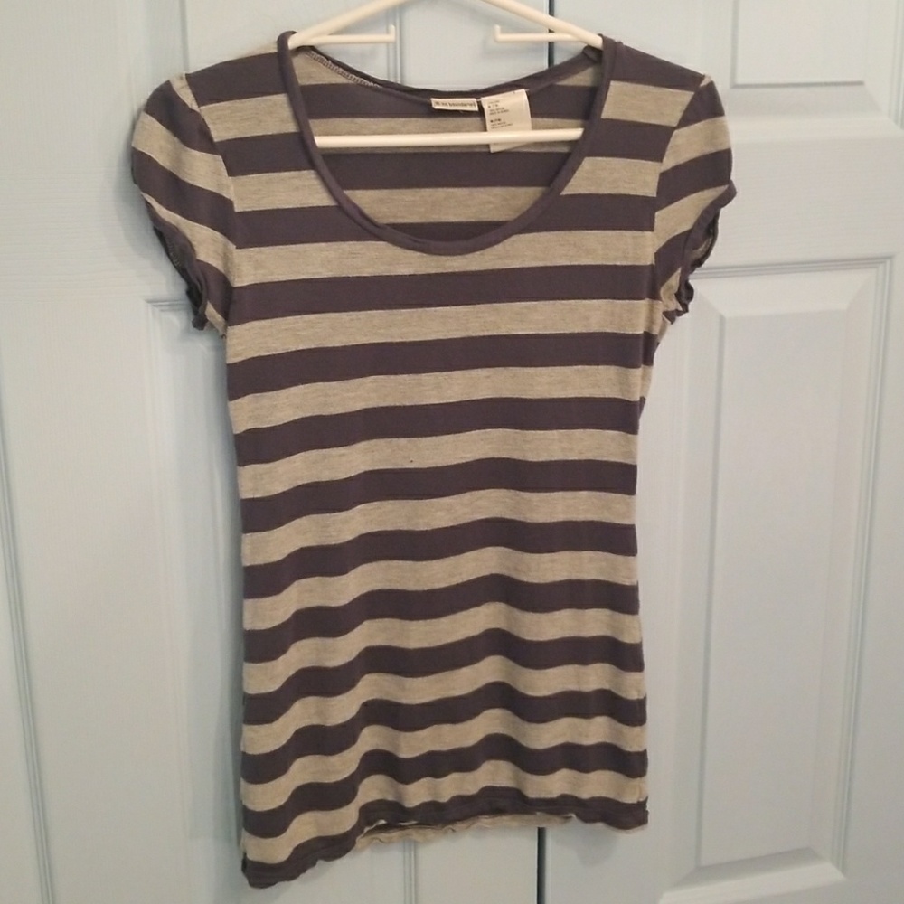 Blue and grey striped long tee